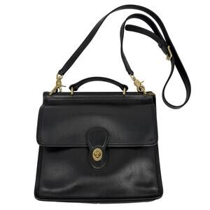 Vtg Coach Willis Satchel  Bag 9927 Black Leather Crossbody 90s Preppy Minimal